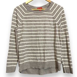 Elle Solid Back Stripes Front Lightweight Sweater